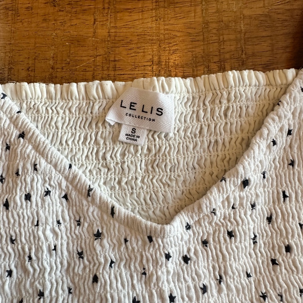 Le Lis Cream and Black Smocked Blouse